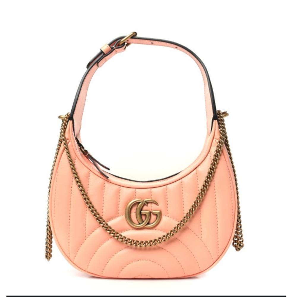 Gucci Marmont half moon hobo peachy pink Quilted Shoulder crossbody Bag